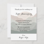 Script Boho Watercolor Mountain 1st Anniversary Notitiekaartje (Voorkant)