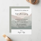 Script Boho Watercolor Mountain 1st Anniversary Notitiekaartje (Voorkant / Achterkant in situ)