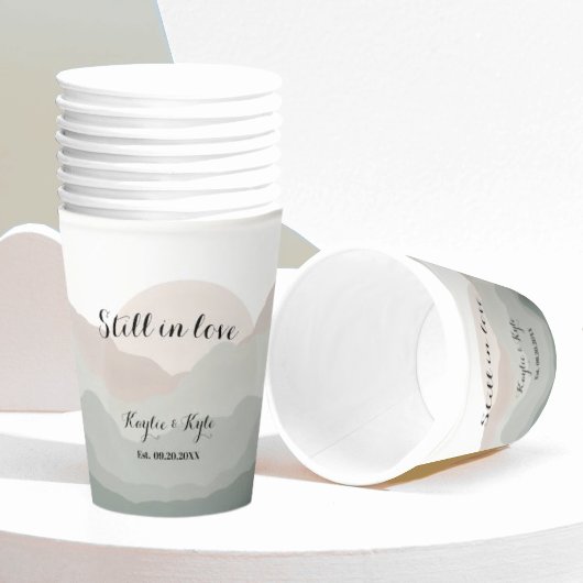 Script Boho Watercolor Mountain Anniversary Papieren Bekers