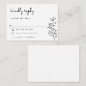 Script botanique BUDGET Simple Mariage Carte RSVP (Devant / Derrière)