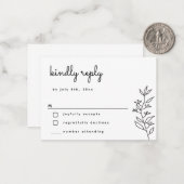 Script botanique BUDGET Simple Mariage Carte RSVP (Devant/Arrière en situation)