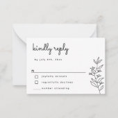 Script botanique BUDGET Simple Mariage Carte RSVP (Devant)
