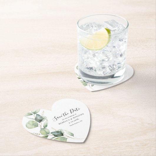 Script Botanische Eucalyptus bruiloft Bewaar de da Kartonnen Onderzetters (Insitu)