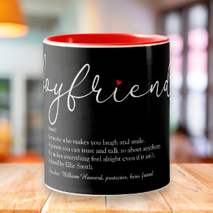 Script Boyfriend Definitie Rode Hart Tweekleurige Koffiemok
