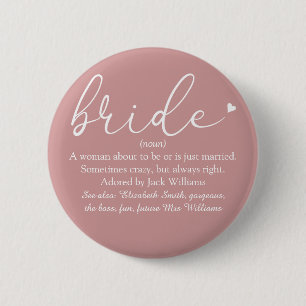 Script Bruid Definitie, Bruidsfeest, Trouwen Ronde Button 5,7 Cm