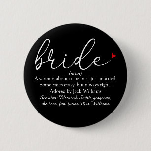 Script Bruid Definitie, Bruidsuitnodiging, Trouwen Ronde Button 5,7 Cm