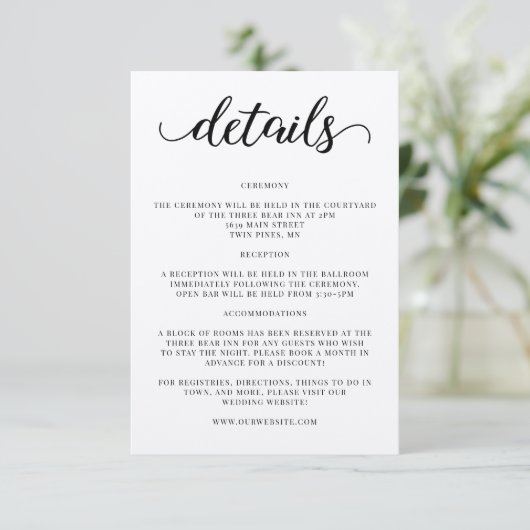 Script bruiloft details uitnodiging invoegen informatiekaartje (Staand voorkant)