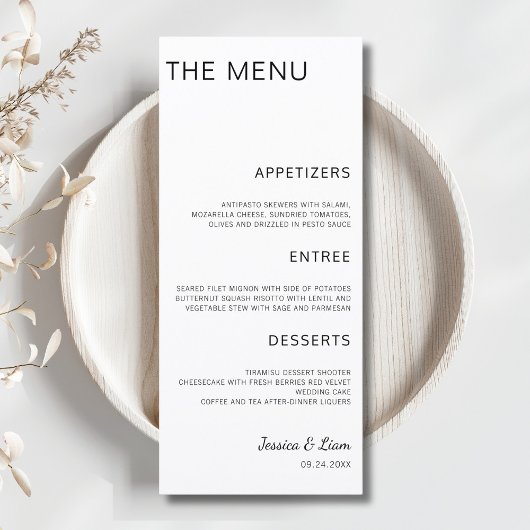 Script Bruiloft Diner Minimalistische Bruiloftsrec Menu