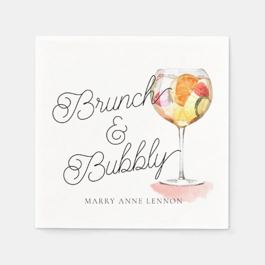 Script Brunch en Bubble Cocktail Napkins Servet (Voorkant)