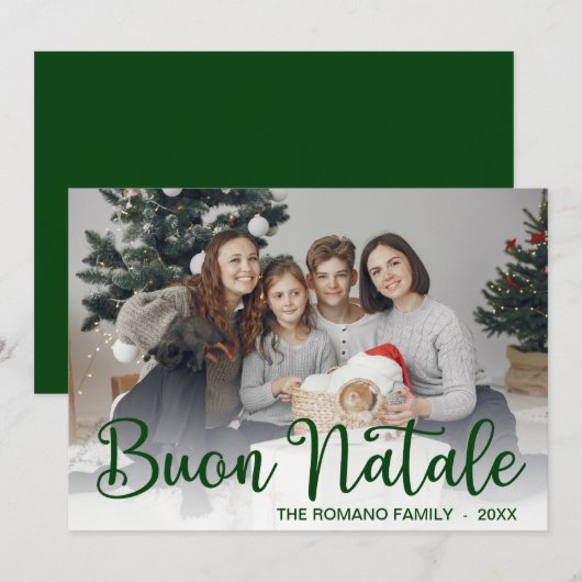 Script Buon Natale Photo Holiday Card Feestdagenkaart (Voorkant / Achterkant)