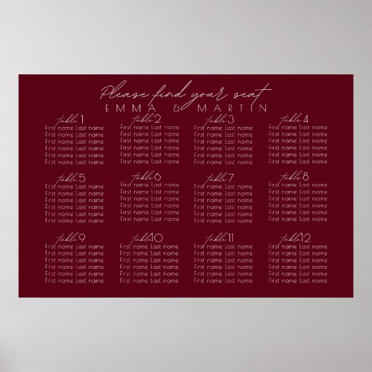 Script Burgundy Mariage - Tableau de sièges (Devant)