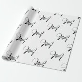 Script Calligrafie Zwart & Wit Monogrammed Naam Cadeaupapier (Uitgerold)