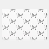 Script Calligrafie Zwart & Wit Monogrammed Naam Inpakpapier Vel (Voorkant 2)