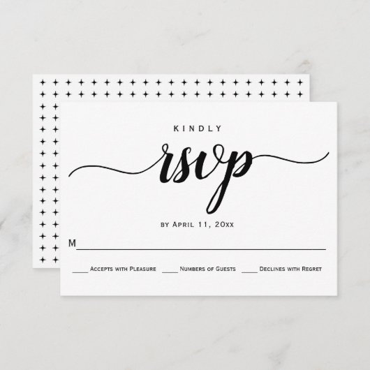 Script calligraphie mariage élégant carte RSVP (Devant / Derrière)