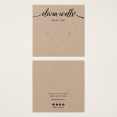 Script Calligraphy Kraft Stud Earning Display Card Vierkante Visitekaartjes (Voorkant /achterkant)