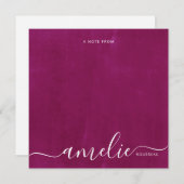 Script Calligraphy Monogram Raspberry Distressed Notitiekaartje (Voorkant / Achterkant)