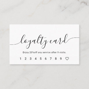 Script Calligraphy White Loyalty Kaart