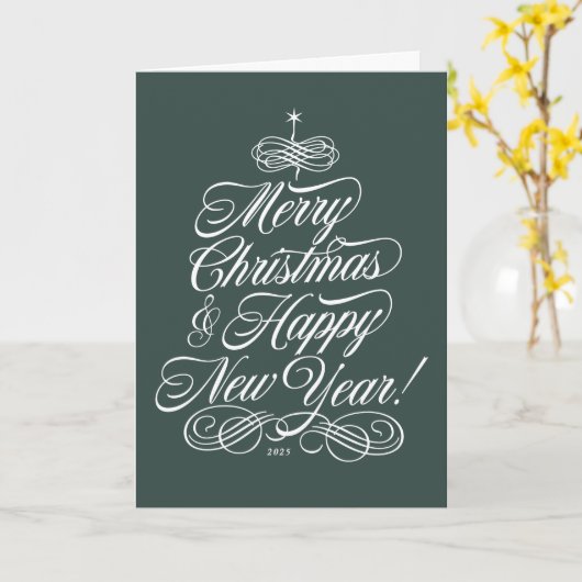 Script Carte de Noël en vert (Fleur jaune)
