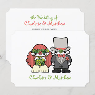 Script Cartoon Characters Whimsical Wedding Kaart