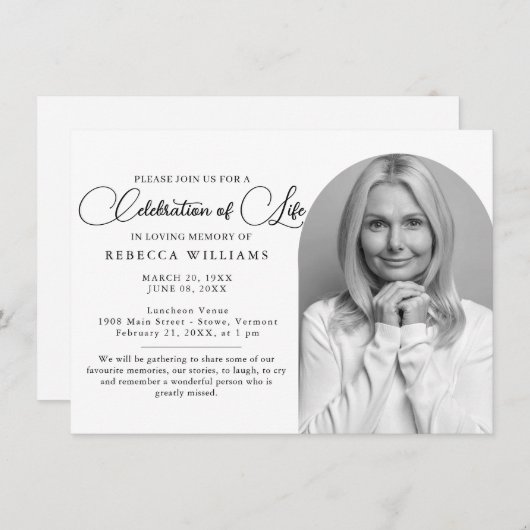 Script Célébration minimale de vie des invitations (Devant / Derrière)