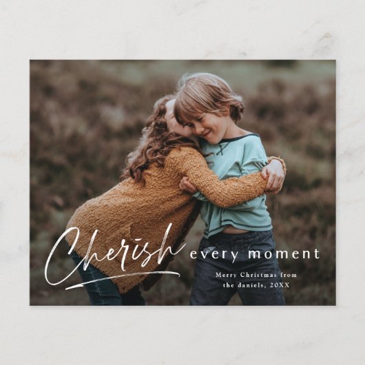 Script Cherish Budget Kaart voor kerstmis foto's (Voorkant)