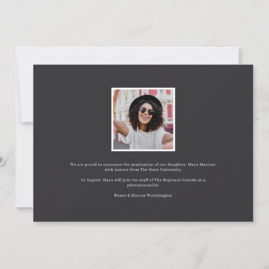 Script chic | Faire-part d'obtention d'une licence (Dos)