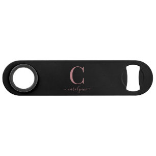 Script chic moderne Rose noir or Monogramme