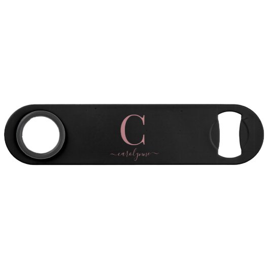 Script chic moderne Rose noir or Monogramme (Devant (Horizontal))