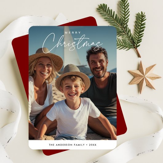 Script Christmas Beachy Nautical Family Kinder fot Feestdagenkaart