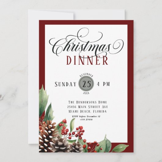 Script Christmas Dinner Kaart (Voorkant)