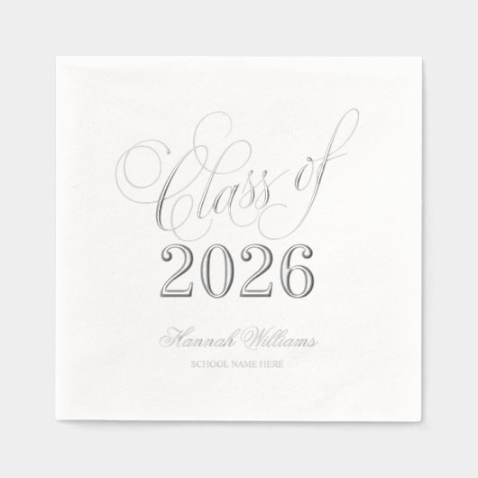 Script Class of 2025 Afstuderen Silver Folie Servetten (Voorkant)