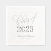 Script Class of 2025 Afstuderen Silver Folie Servetten (Voorkant)