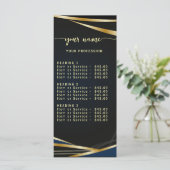 Script Classic black and gold Price List Menu (Debout devant)