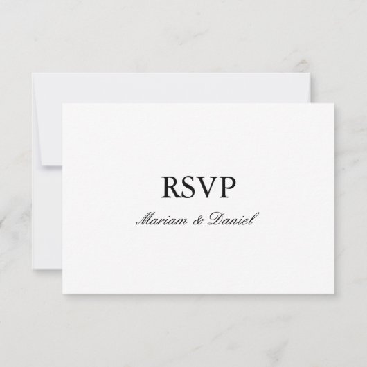 Script classique élégant Noir Blanc Mariage RSVP (Dos)