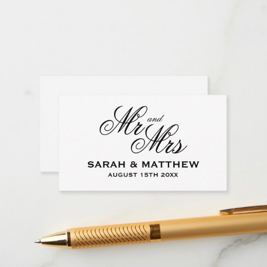 Script classique M & Mme mariage carte de boîtier (Devant/Arrière en situation)