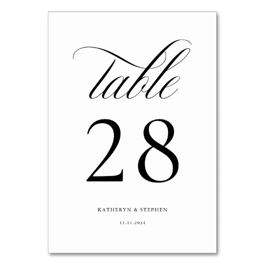 Script classique Mariage élégant Numéro de table 2 (Par défaut)