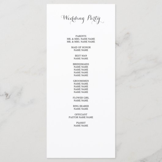 Script classique | Programme de mariage (Dos)