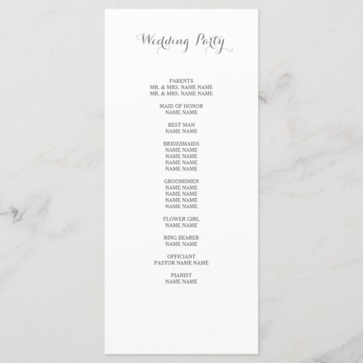 Script classique | Programme de mariage (Dos)