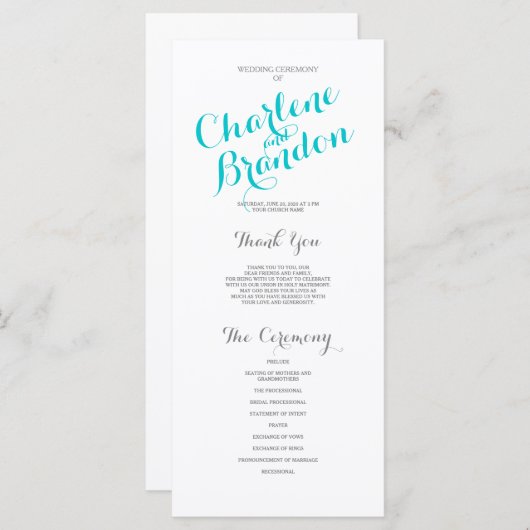 Script classique | Programme de mariage (Devant / Derrière)