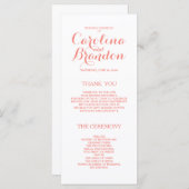 Script classique | Programmes de mariage rose cora (Devant / Derrière)