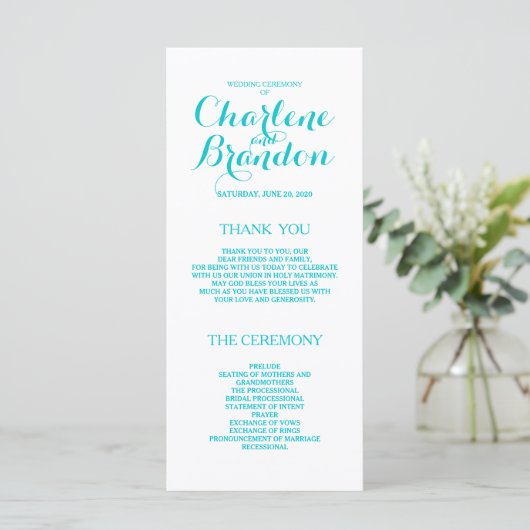Script classique | Programmes de mariage turquoise (Debout devant)