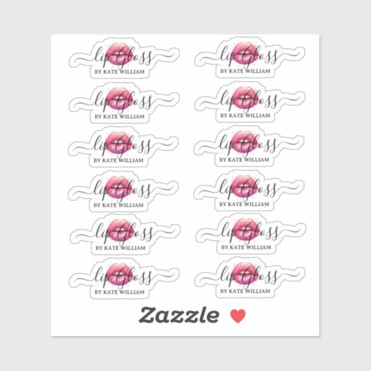 Script Clear Pink Lip Gloss Labels (Vel)