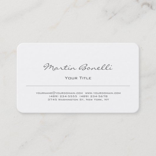 Script couleur blanche Carte de visite simple et t (Devant)
