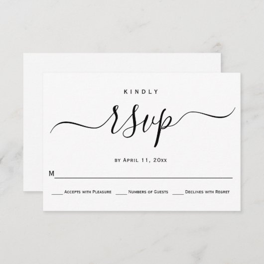 Script curieux calligraphie mariage carte RSVP (Devant / Derrière)