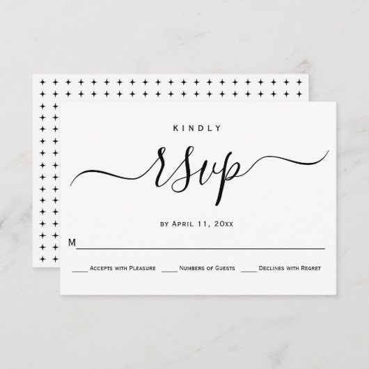 Script curieux calligraphie mariage carte RSVP (Devant / Derrière)