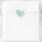 Script Custom Bedankt Heart Blue Waterverf Hart Sticker (Tas)