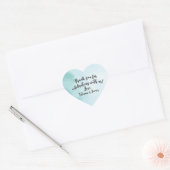 Script Custom Bedankt Heart Blue Waterverf Hart Sticker (Envelop)