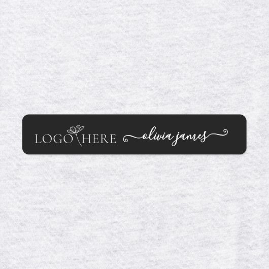 Script Custom logo en tekst zwarte stof kleding Labels (Design 1)
