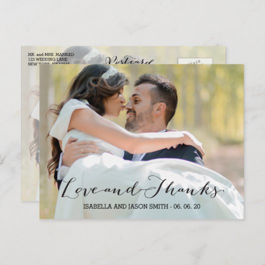 SCRIPT D'AMOUR ET DE REMERCIEMENTS | CARTE POSTCAR (Devant / Derrière)