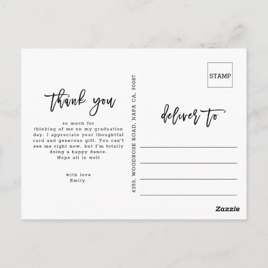 Script Dank u Foto Afstuderen Briefkaart (Achterkant)